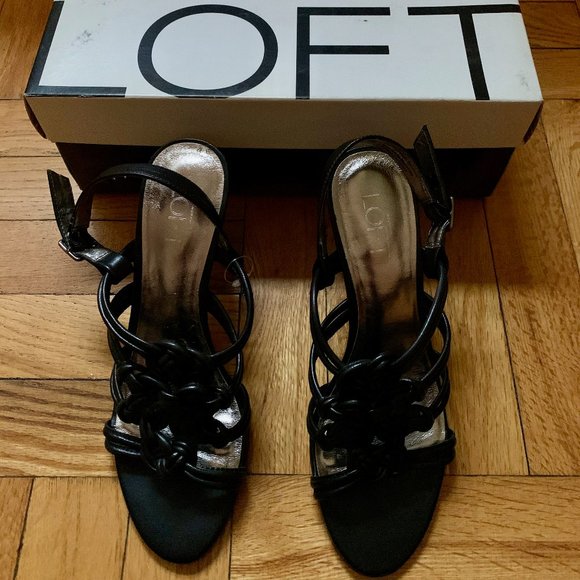 (NEW) Ann Taylor loft black leather knotted strap heels - Size 6.5- 7 - Picture 6 of 10